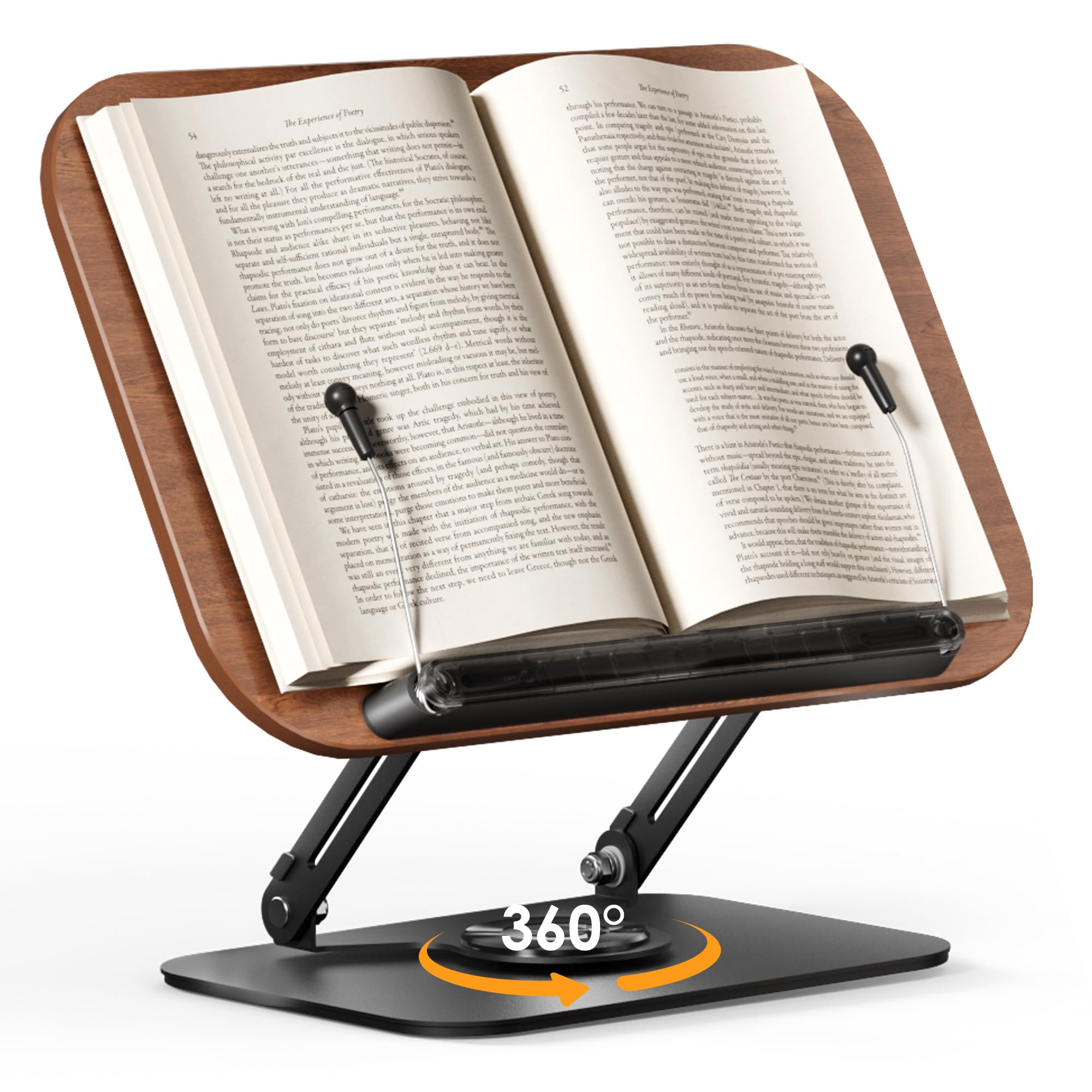 Book Stand for Reading, Adjustable Book Holder with 360° Rotating Bases, Foldable Designs, and E... | Amazon (US)