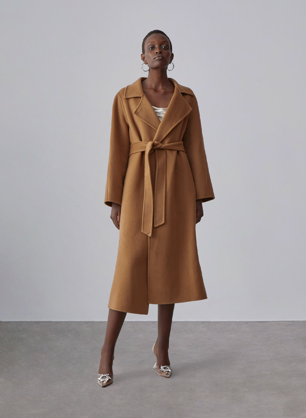 Maison Earth-Tone Belted Wool Coat | Silk Maison