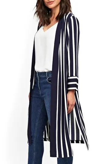 Women's Wallis Ivy Stripe Duster Jacket, Size 4 US / 8 UK - Blue | Nordstrom