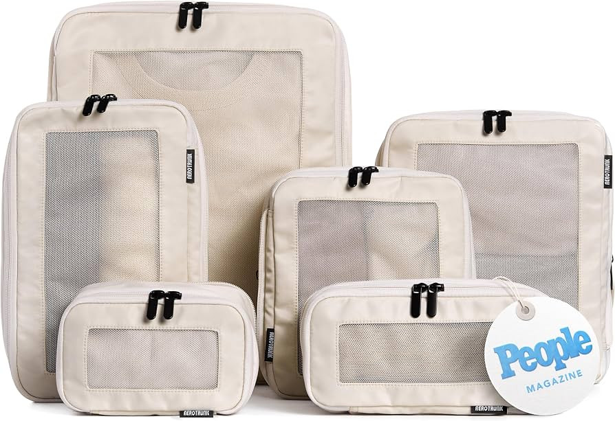 Aerotrunk Compression Packing Cubes for Travel, 6-Pack, Beige | Amazon (US)