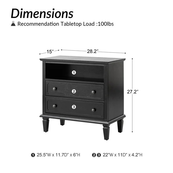 28.3" W 2-Drawer End Table with Charging Station | Wayfair North America