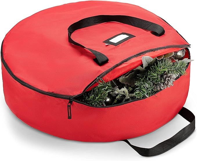 ZOBER Premium Christmas Wreath Storage Bag 30” - Dual-Zippered Storage Container & Durable Hand... | Amazon (US)