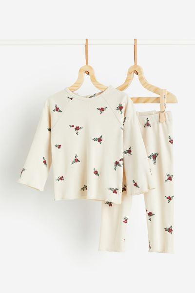 2-piece Set - Natural white/mistletoe - Kids | H&M US | H&M (US + CA)