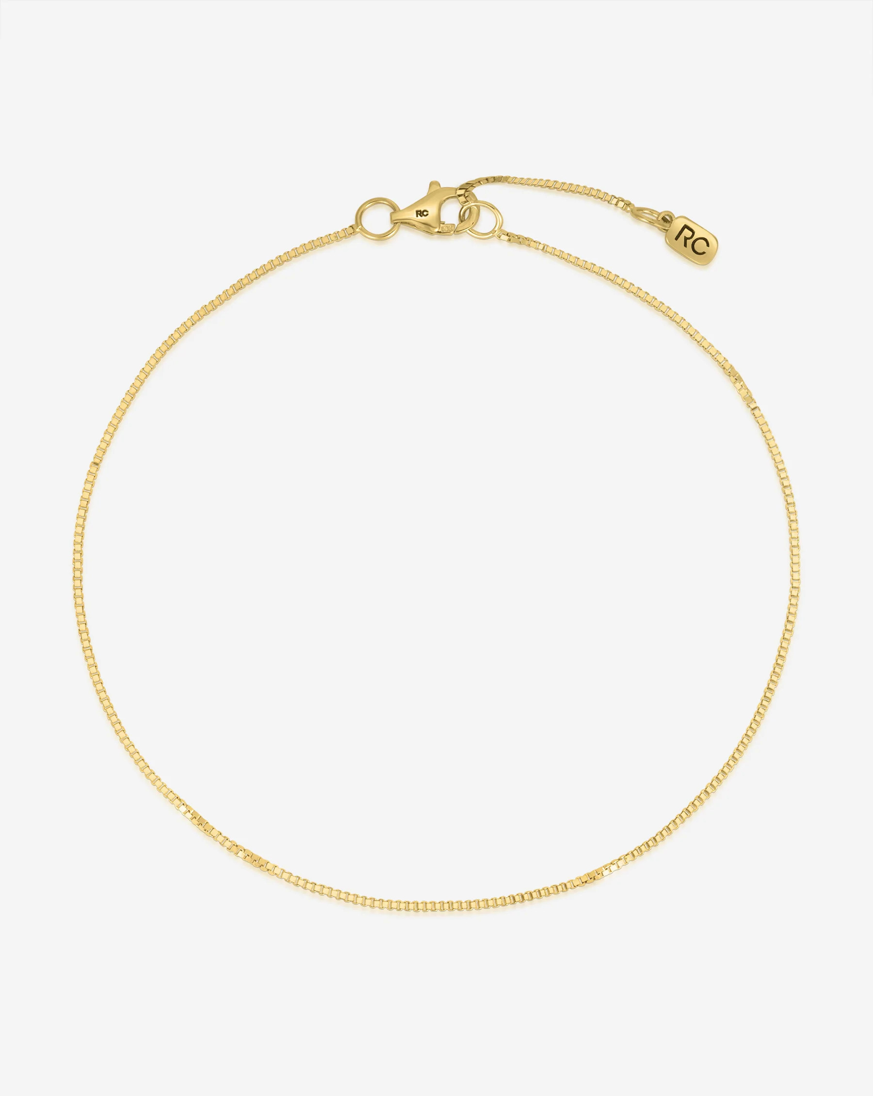 Petite Box Chain Anklet - 14k Yellow Gold / 8""-9 | Ring Concierge