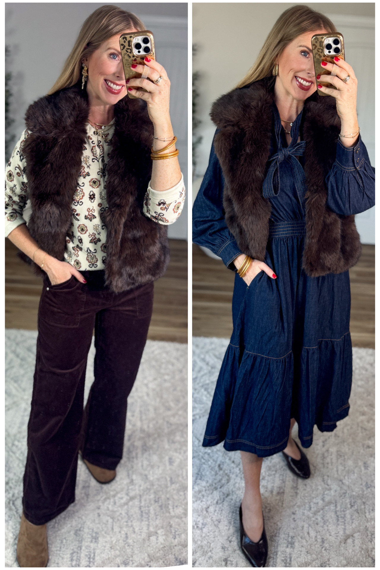 2 ways to style this faux fur vest from Walmart!