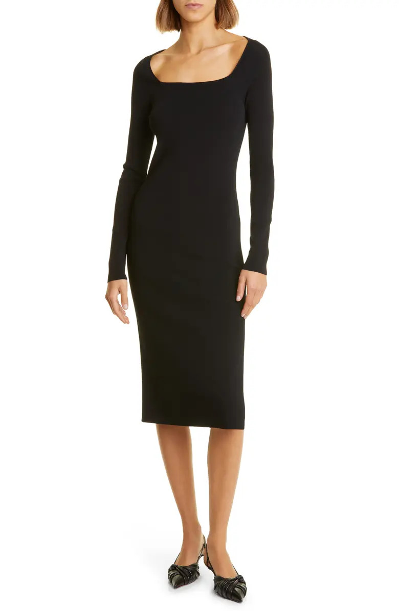 Square Neck Long Sleeve Midi Sweater Dress | Nordstrom