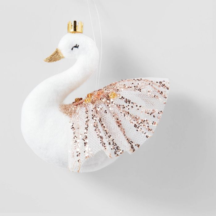 Swan Christmas Tree Ornament Rose Gold Wings - Wondershop&#8482; | Target