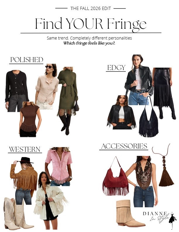 Here’s the accompaniment to my fringe reel! Here are some great fringe pieces to try!  And Berni’s the link to the Zara sweater - can’t link directly unfortunately.

https://www.zara.com/us/en/fringed-knit-cardigan-p01822103.html