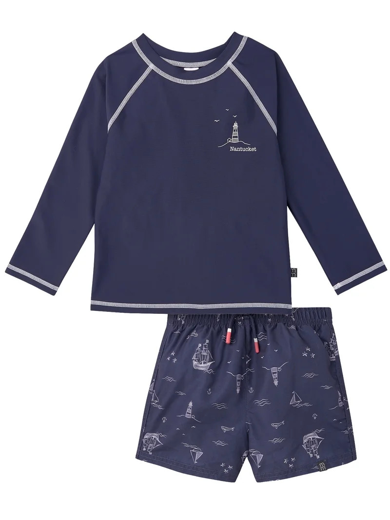 Modern Moments by Gerber Baby and Toddler Boy Long- Sleeve Rash Guard and Trunk Set, 2-Piece, Siz... | Walmart (US)