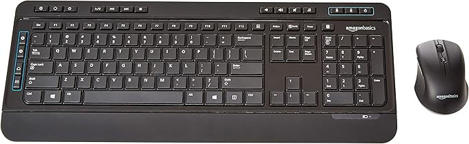 Amazon Basics Wireless Full Size Computer Keyboard and Mouse Combo, US Layout (QWERTY), Black | Amazon (US)