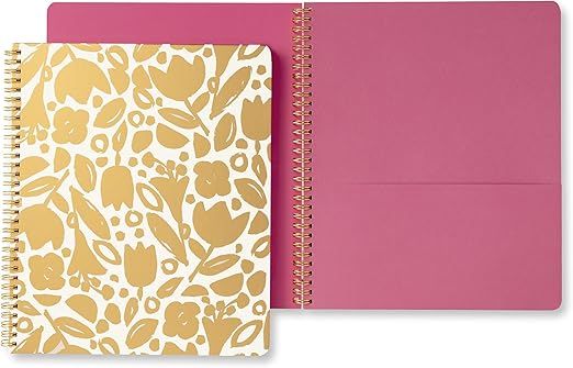 Kate Spade New York Large Spiral Notebook, 11" x 9.5" with 160 College Ruled Pages, Golden Floral | Amazon (US)
