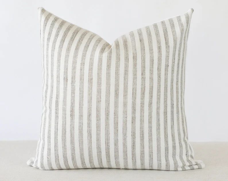 Modern Farmhouse Pillow Cover Beige Stripe Throw Pillow | Etsy | Etsy (US)