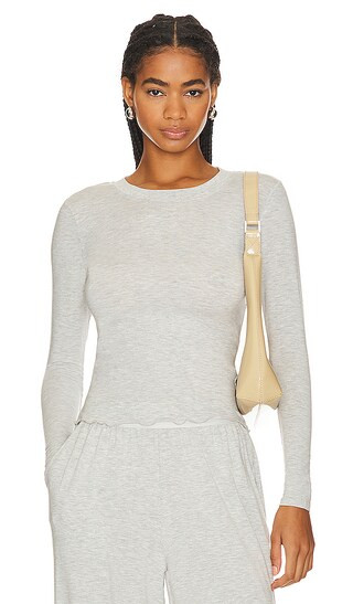 Long Sleeve Crewneck Tee in Heather Grey | Revolve Clothing (Global)