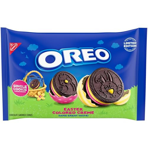 OREO Pink and Yellow Creme Chocolate Sandwich Cookies, Limited Edition Easter Cookies, 14 Snack Packs (1 Per Pack) | Amazon (US)
