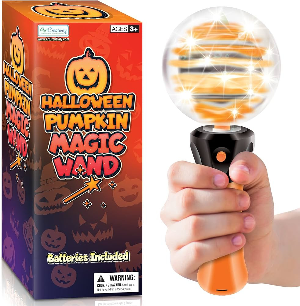 ArtCreativity Light Up Halloween Toys for Kids, Pumpkin Magic Wand, Light Up Toys for Kids with Lights & Spinning Effects, for Kids, Toddlers, and Baby’s, Unique Halloween Party Favors | Amazon (US)
