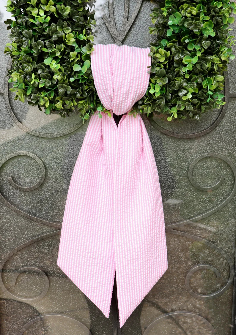 Bright Pink and White Seersucker Stripe, Wreath Sash, Holiday Decor, Embroidery Blank, Spring Sas... | Etsy (US)