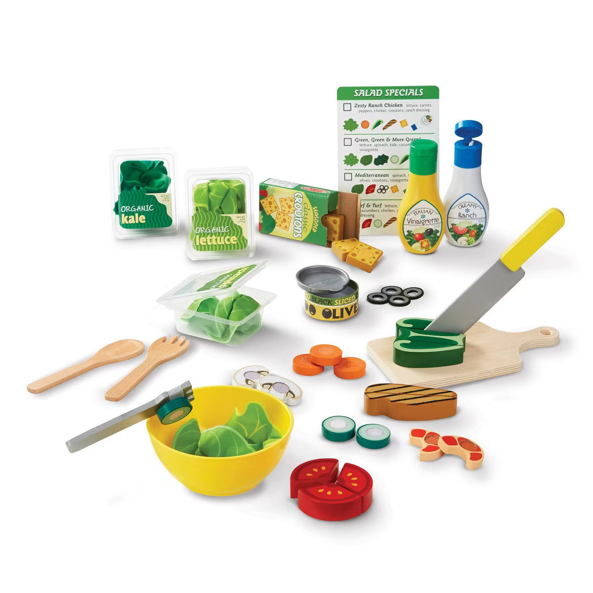 Melissa & Doug Slice and Toss Salad Play Food Set - 52pc Wooden and Felt | Target