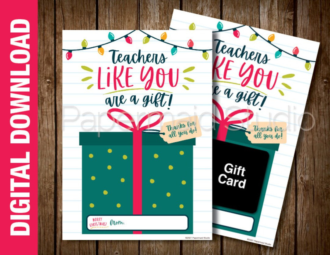 Teacher Christmas Gift Card Holder Printable  Virtual - Etsy | Etsy (US)