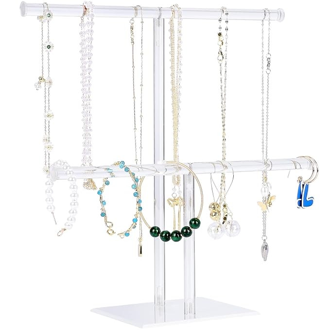 Jewelry Stand Necklace Holder, Acrylic Jewelry Display Holder, Necklace and Bracelet Hanging Orga... | Amazon (US)