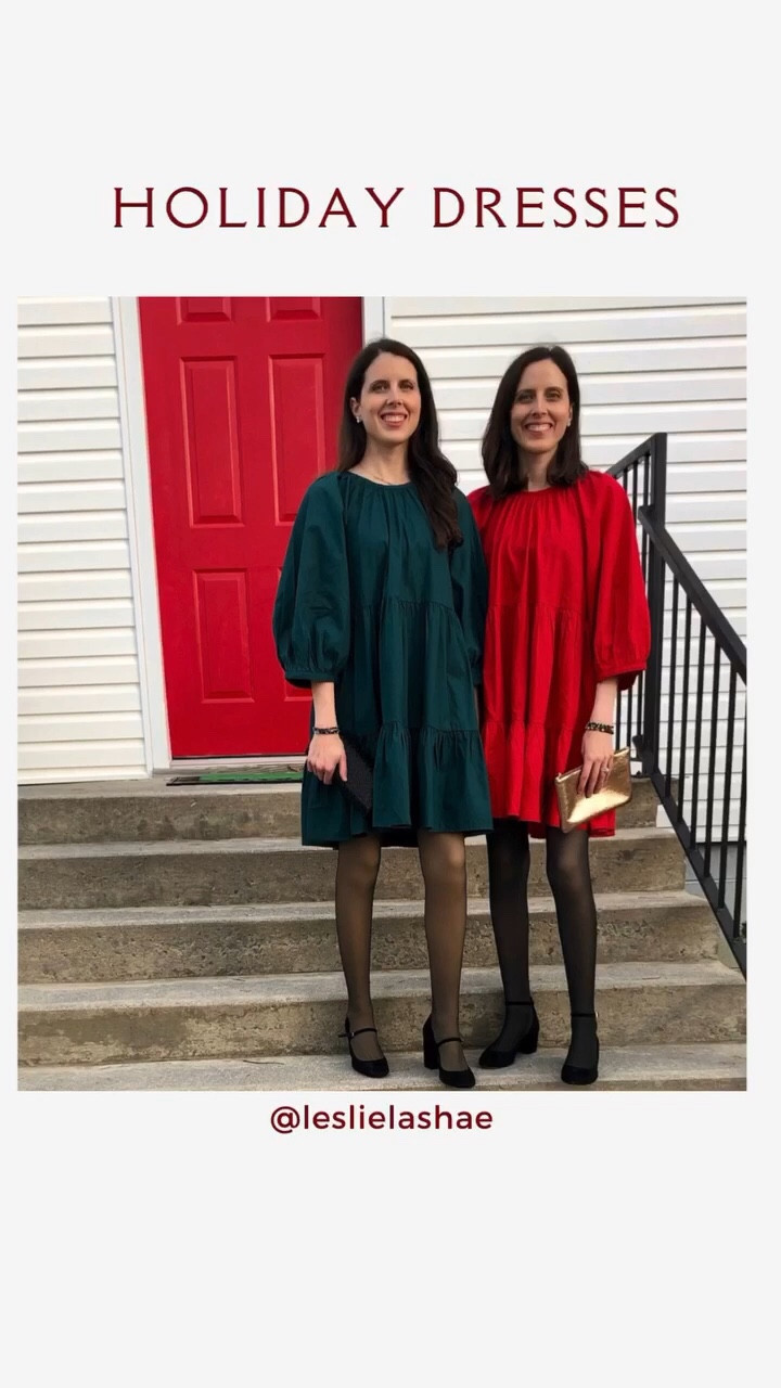 How darling are these green and red  dresses perfect for holiday parties. Love the bow details on the back. We’re both wearing the viral fleece lined tights and Mary janes 🎁🎄

Holiday outfit, holiday dress, red dress, holiday party outfit, holiday party dress, holiday party, holidays 2023, 2023 holiday outfit, tartan skirt, classic Christmas, classic holiday outfit, classic holiday, classic style, winter wedding guest dress, wedding guest dress, formal dress, occasion dress, southern style, holiday outfits, holiday party, Christmas party, amazon finds, fleece lined tights, Mary janes. 

#LTKSeasonal #LTKVideo #LTKHoliday