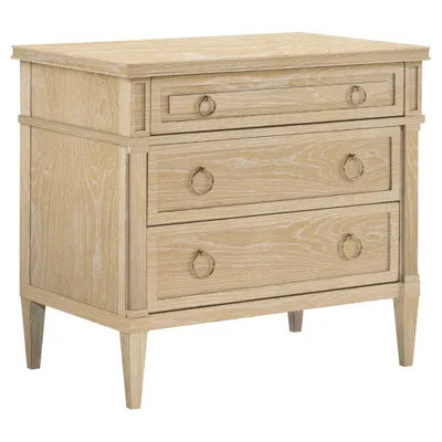 Century Maison French Country Blonde Cerused Oak Wide Nightstand | Kathy Kuo Home