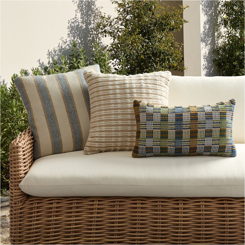 Outdoor Multi Checkerboard Plaid Pillow | West Elm (US)