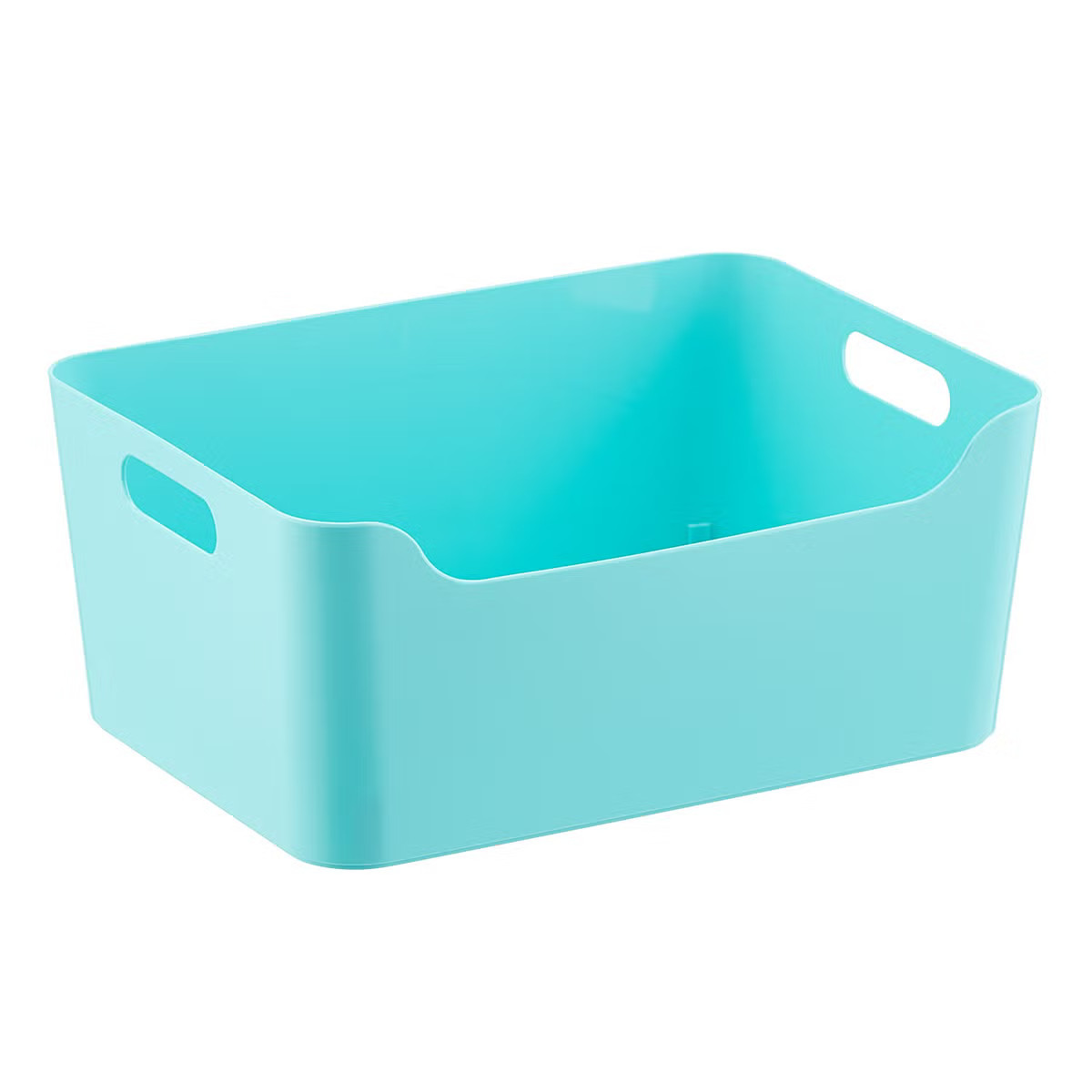 Medium Plastic Storage Bin w/ Handles Aquamarine | The Container Store