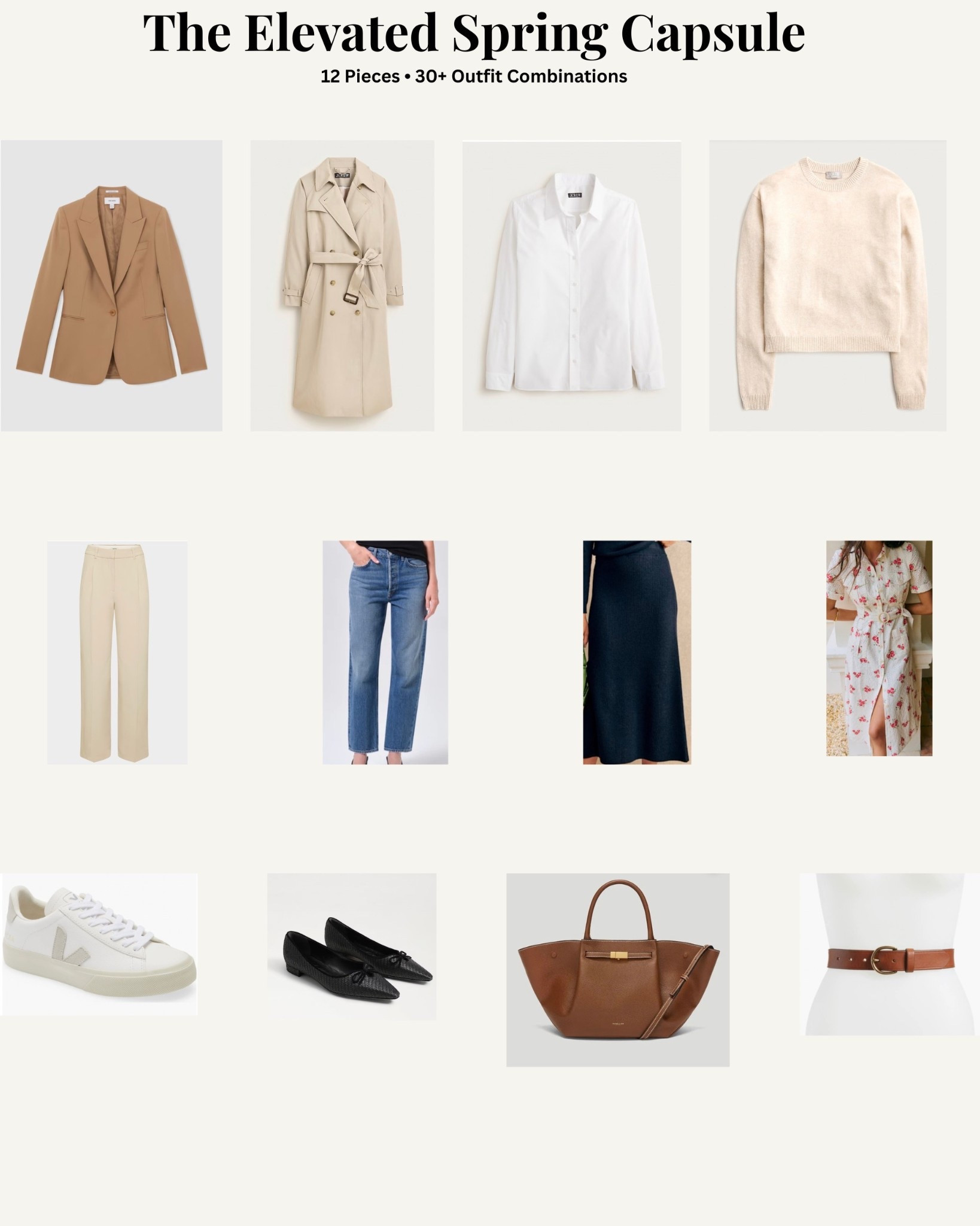 A timeless spring capsule wardrobe featuring 12 versatile pieces that mix effortlessly to create 30+ outfit combinations. These elevated staples make everyday outfits feel polished and easy.

#LTKOver40 #LTKSeasonal