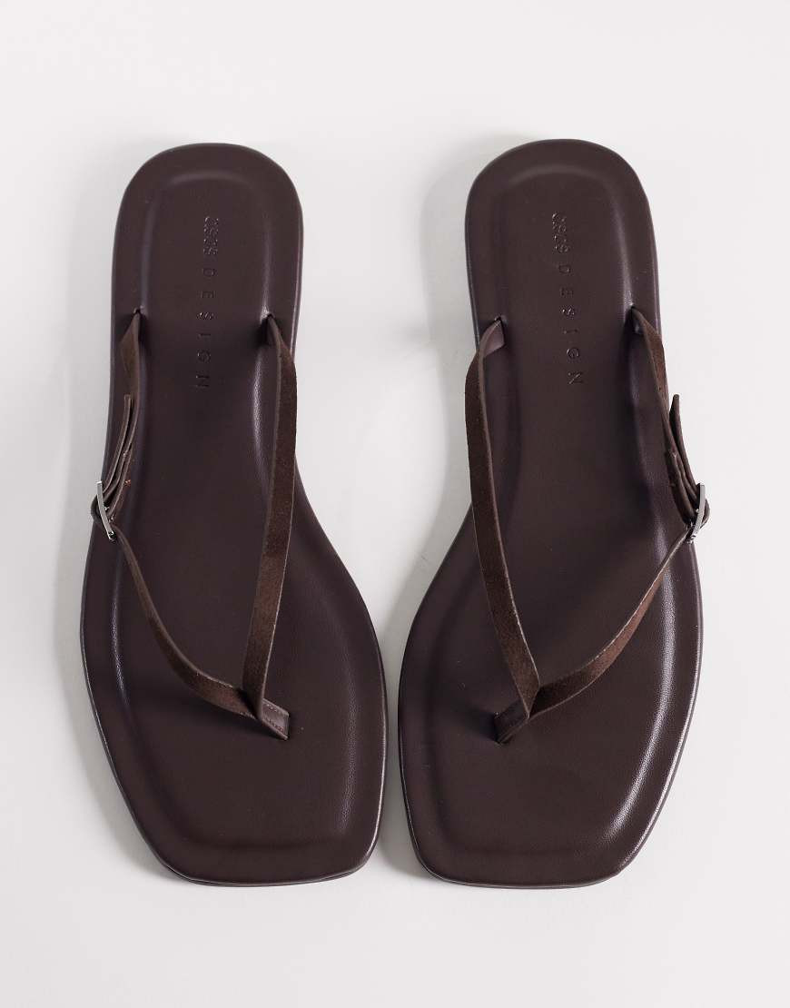 ASOS DESIGN Fitz toe thong sandals in chocolate-Brown | ASOS (Global)