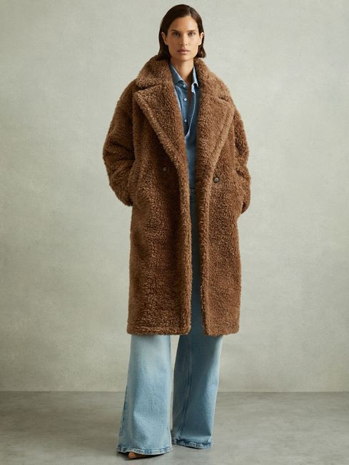 Wool Blend Teddy Coat | Reiss US