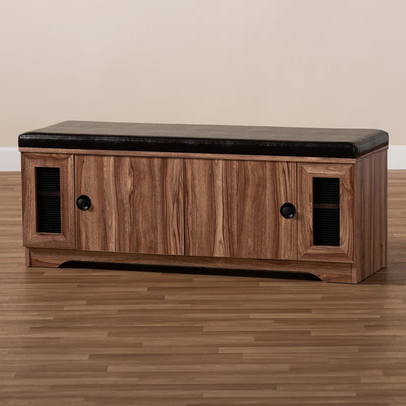 Faux Leath Upholstered 8 Pair Shoe Storage Bench | Wayfair North America