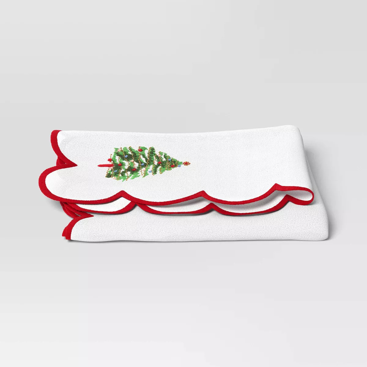 Trim Tree Cloth Napkin Ivory with Red - Threshold™: 18"x18" Cotton, Machine Washable, Solid Pat... | Target