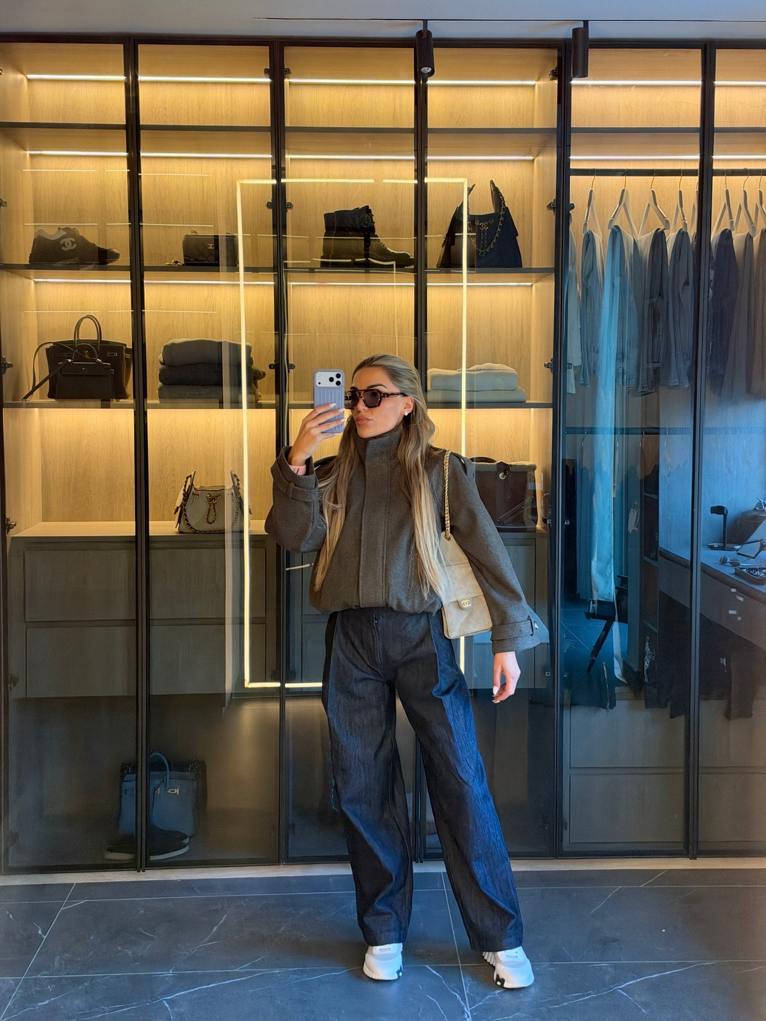 Dark denim and autumn bomber jacket