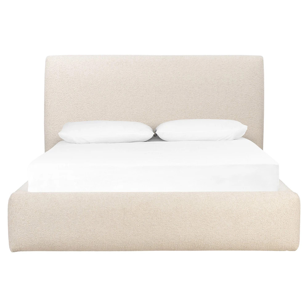 Eugene Modern Classic Cream Boucle Performance Bed - Queen | Kathy Kuo Home
