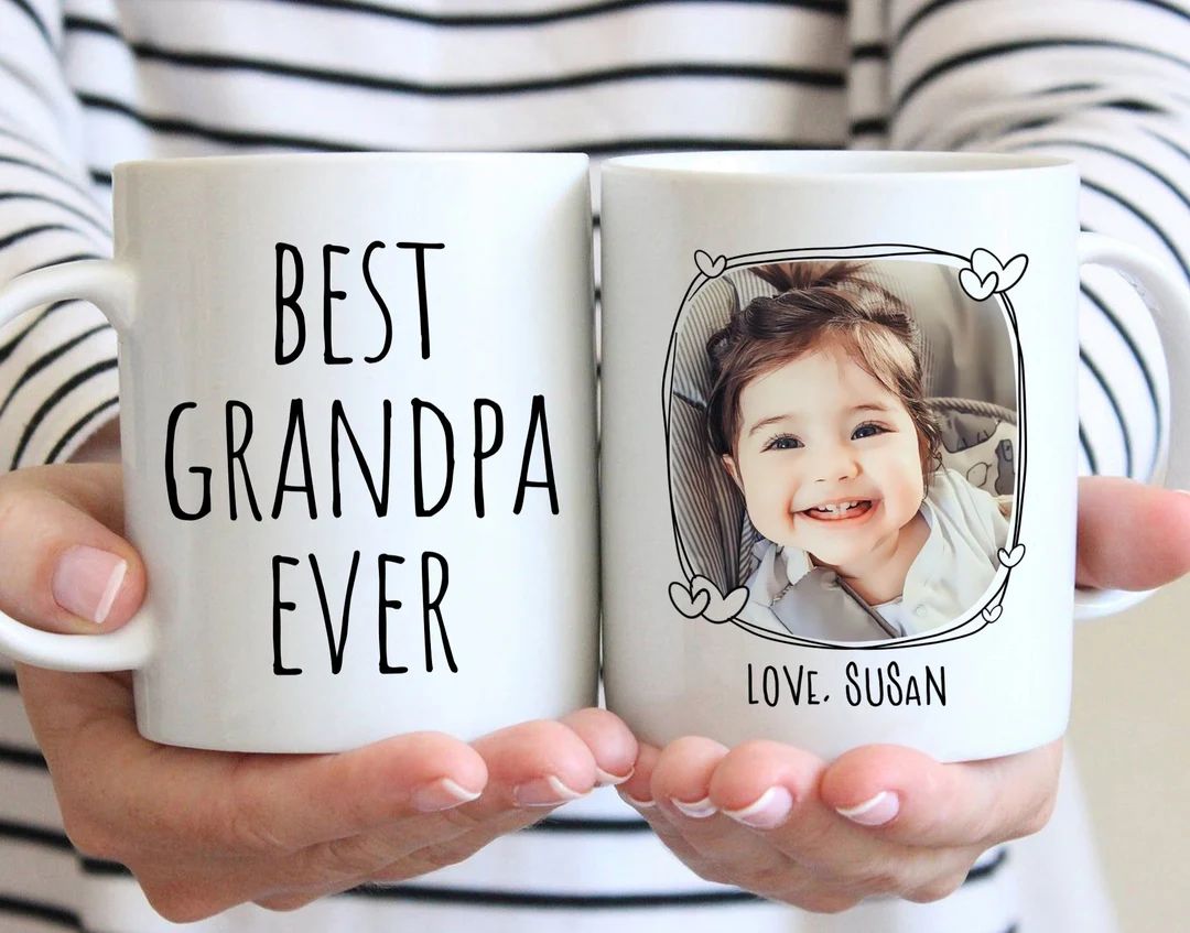 Best Grandpa Ever Mug,Personalized Photo Mug For Grandpa,Grandfather Mug With Picture,Kids Photo ... | Etsy (US)