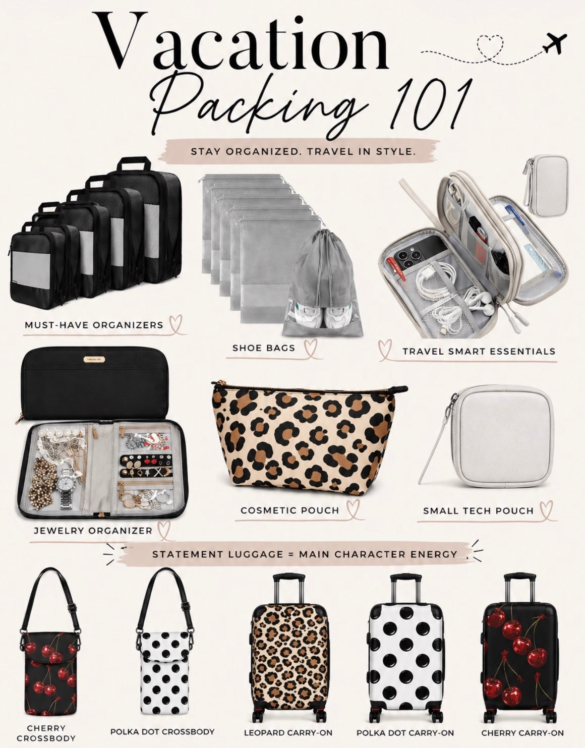Your packing game just got an upgrade ✈️🧳✨

These are my go-to travel essentials to stay organized and stylish on every trip. From packing cubes to statement luggage… this is how you travel like a pro.

Everything is linked for your next getaway 🤍
Save this for your next trip!
🔖 
#VacationPacking #TravelEssentials #PackWithMe #TravelInStyle #AirportStyle 

#LTKTravel #LTKdayinmylife #LTKMothersDay