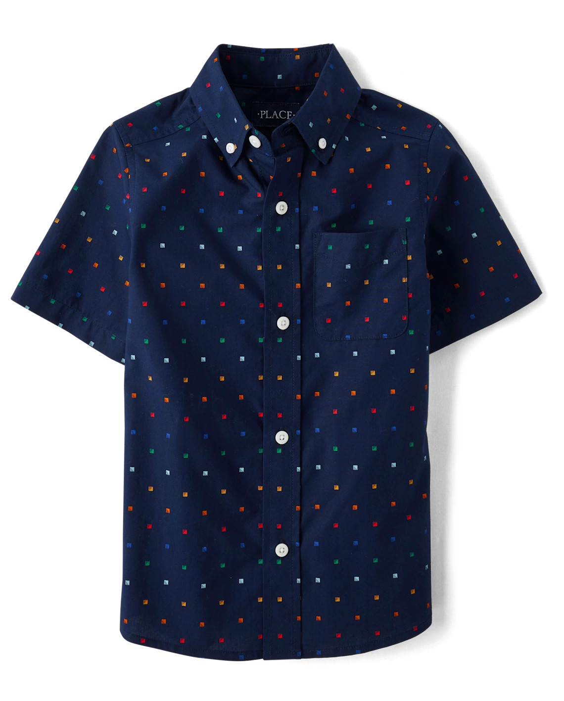 Boys Geometric Poplin Button Up Shirt - blue | The Children's Place