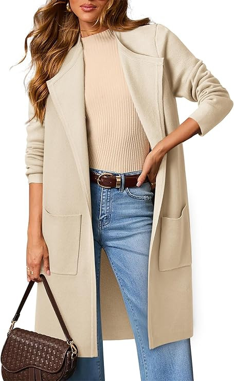 Womens Fall Sweater Open Front Knit Lightweight Cardigan Casual Long Coatigan Lady Jacket Coat Wi... | Amazon (US)