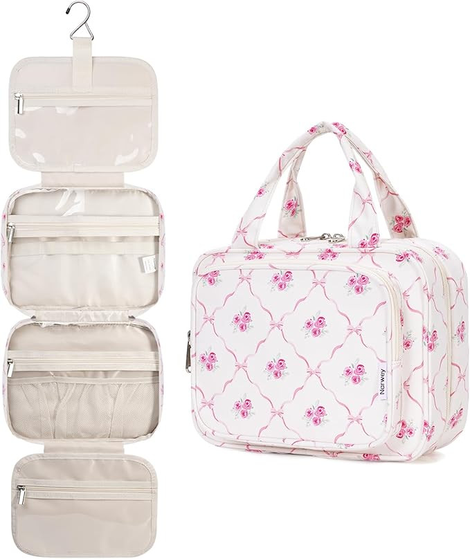 Narwey Hanging Toiletry Bag for Women Travel Makeup Bag Organizer Toiletries Bag for Travel Size ... | Amazon (US)