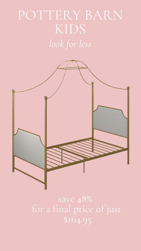This gold canopy Look for Less
bed frame  is quite similar to our now-discontinued Maison Canopy Bed, and at a fraction of the cost.

#LTKHome #LTKKids #LTKSaleAlert
