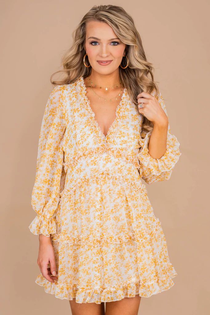 In The Moment Yellow Floral Dress | The Mint Julep Boutique