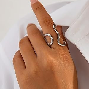 Otxas Chunky Gold Rings for Women Non Tarnish Adjustable Statement Rings Irregular Thumb Rings fo... | Amazon (US)