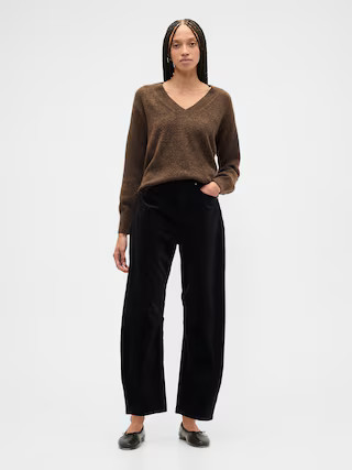 High Rise Barrel Velvet Pants | Gap Factory