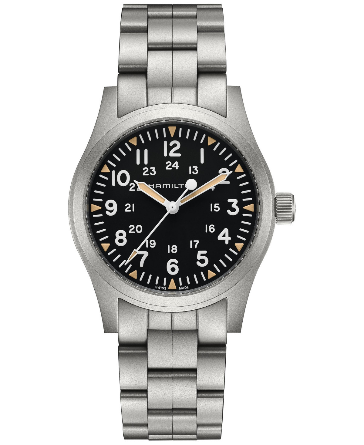 Hamilton Men's Swiss Khaki Field Stainless Steel Bracelet Watch 42mm - Stainless Steel | Macy's