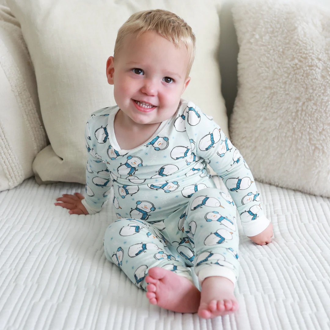 Frosty Friends Two Piece Pajama Set | Blue | Caden Lane