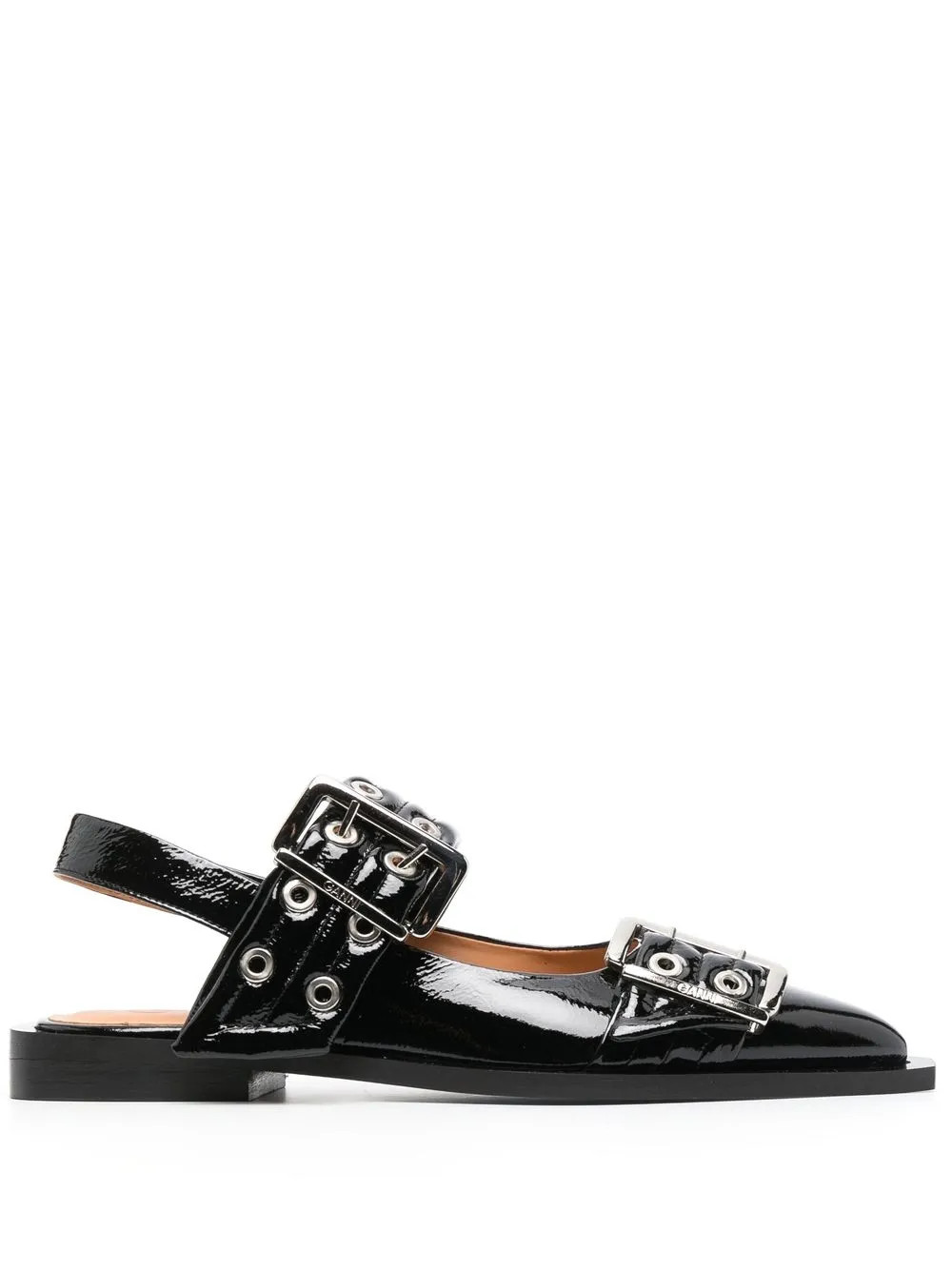GANNI 20mm eyelet-detail Leather Ballerinas - Farfetch | Farfetch Global