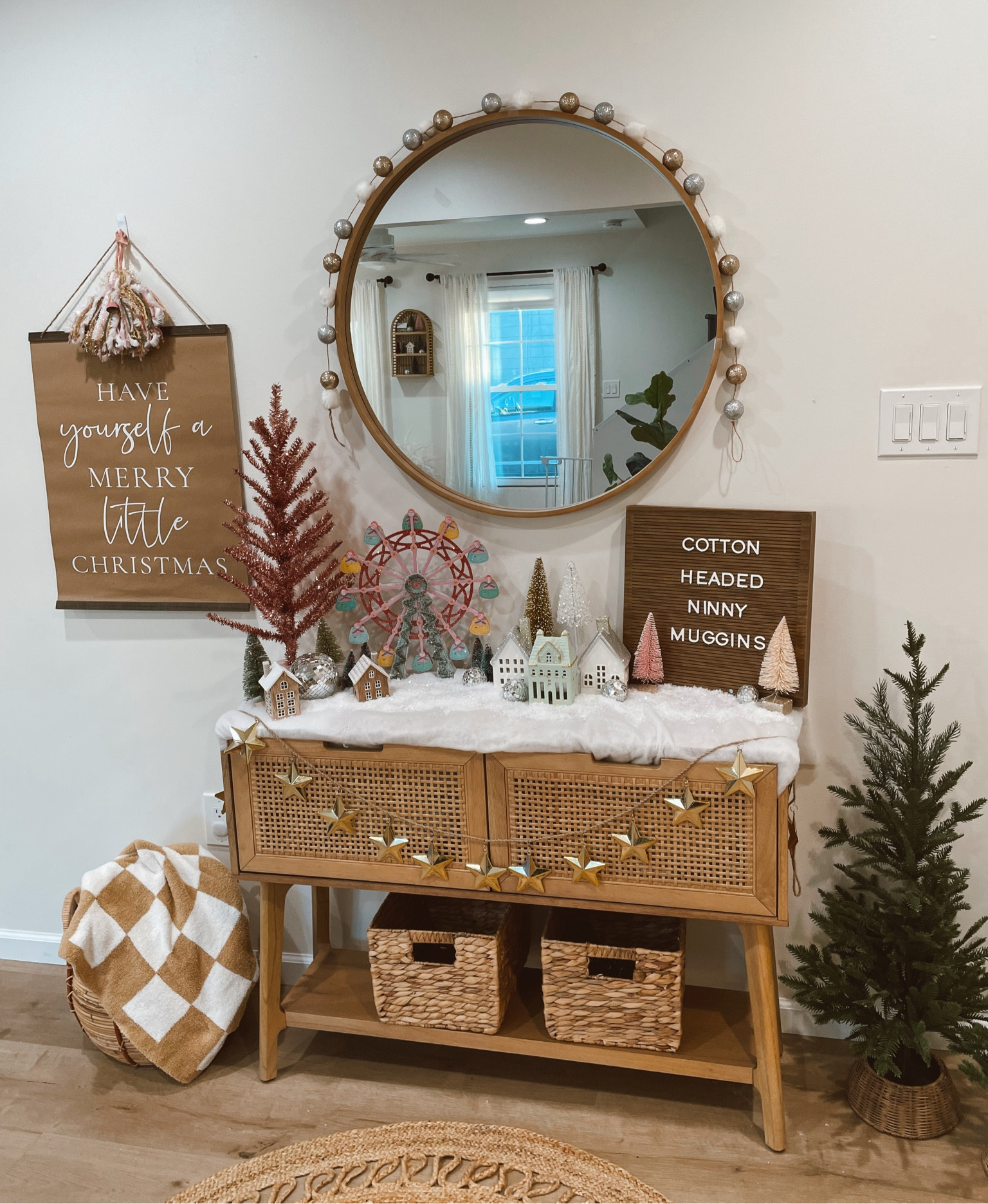 Here's our take on whimsy Christmas entryway decor 🪩🎄the Anthropologie Ferris wheel is my favorite part 🎡💗 what's yours?!


Checkered print, throw blanket, fake snow, letterboard, bottle brush trees, table top trees, seasonal decor, wicker tree collar, jute rug, Pom Pom garland, Etsy, tassels, wall device, round mirror, target decor, hearth and hand magnolia, boho home decor, boho living room, boho Christmas, Scandinavian, farmhouse, rattan basket, opalhouse, disco ball, pink Christmas, village, store, area rugs, Michael's, lamps, leggings, sweaters, sneakers, gifts for her, stocking stuffers#LTKhome 

#LTKHoliday #LTKSeasonal
