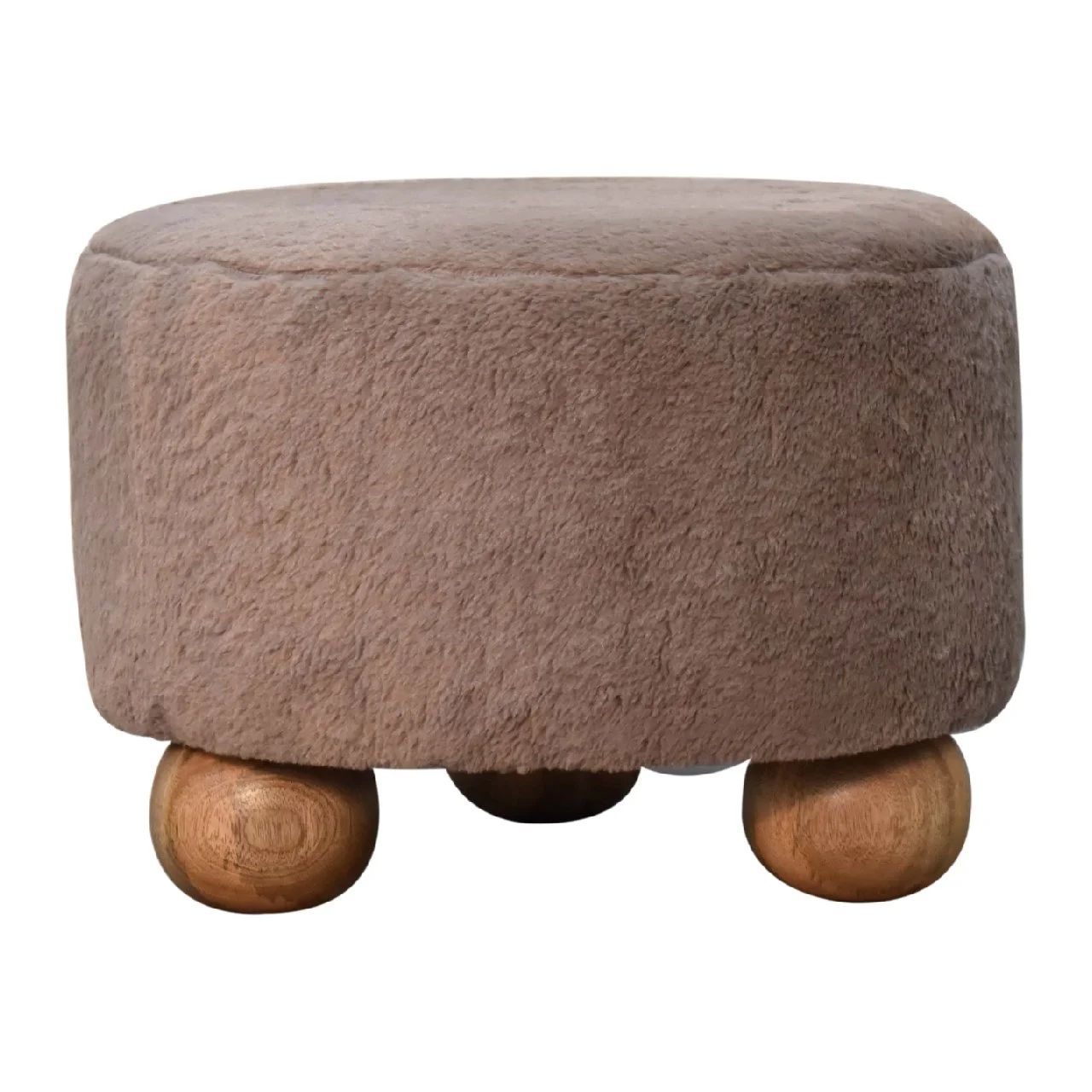 Artisan Furniture Mocha Faux Fur Round Ball Footstool Ottoman | Walmart (US)