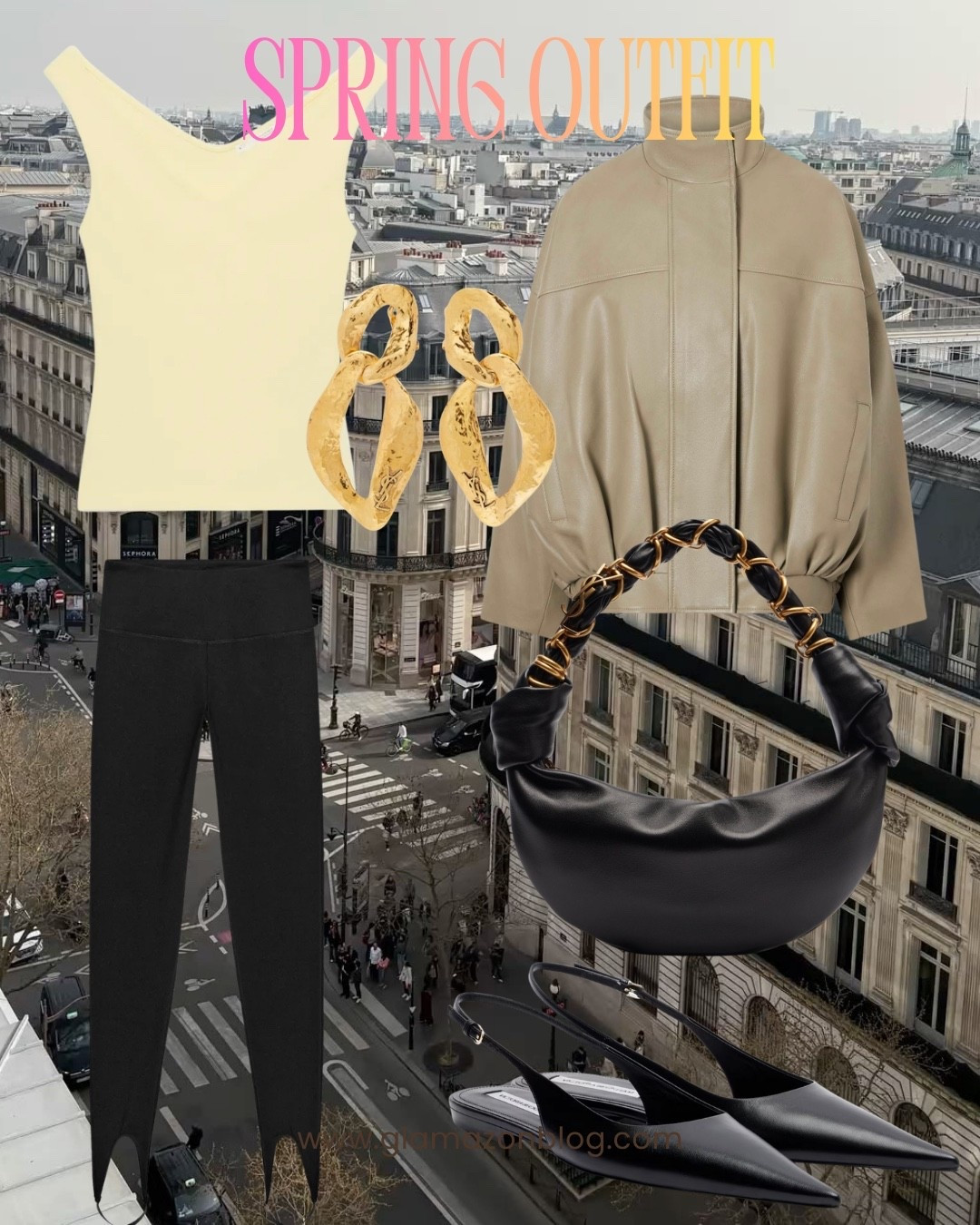 Mytheresa, Saint Laurent bag, slingbacks, flat slingbacks, stirrup leggings, Frankie shop leather jacket, tank top, Zara top 

#LTKspring #LTKuk #LTKsummer