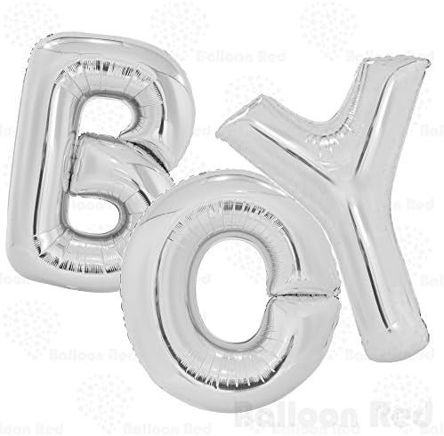 40 Inch Jumbo Helium Foil Mylar Letters BOY Balloons Set (Premium Quality), Chrome Silver, 3 Ball... | Amazon (US)